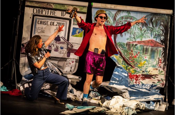 « Les surfeurs de l’économie, une brève histoire de la finance, spectacle de la compagnie Les Barbares à la Cité de l’Économie, 15 et 16 mars 2024